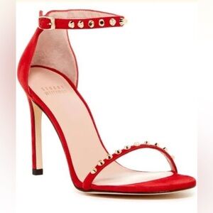 Stewart Weitzman What a Stud heels in red suede size 6